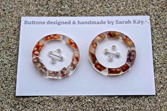 Wool Week Buttons, handmade unique range of buttons designed and made by Sarah Kay. Shetland artist.