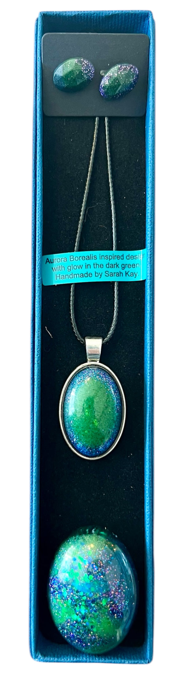 Aurora Borealis Resin Jewellery Set | Earrings, Brooch, Pendant