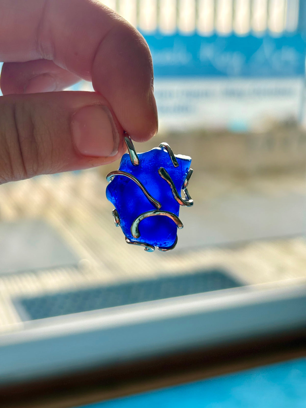Rare Blue Shetland Sea Glass Pendants.