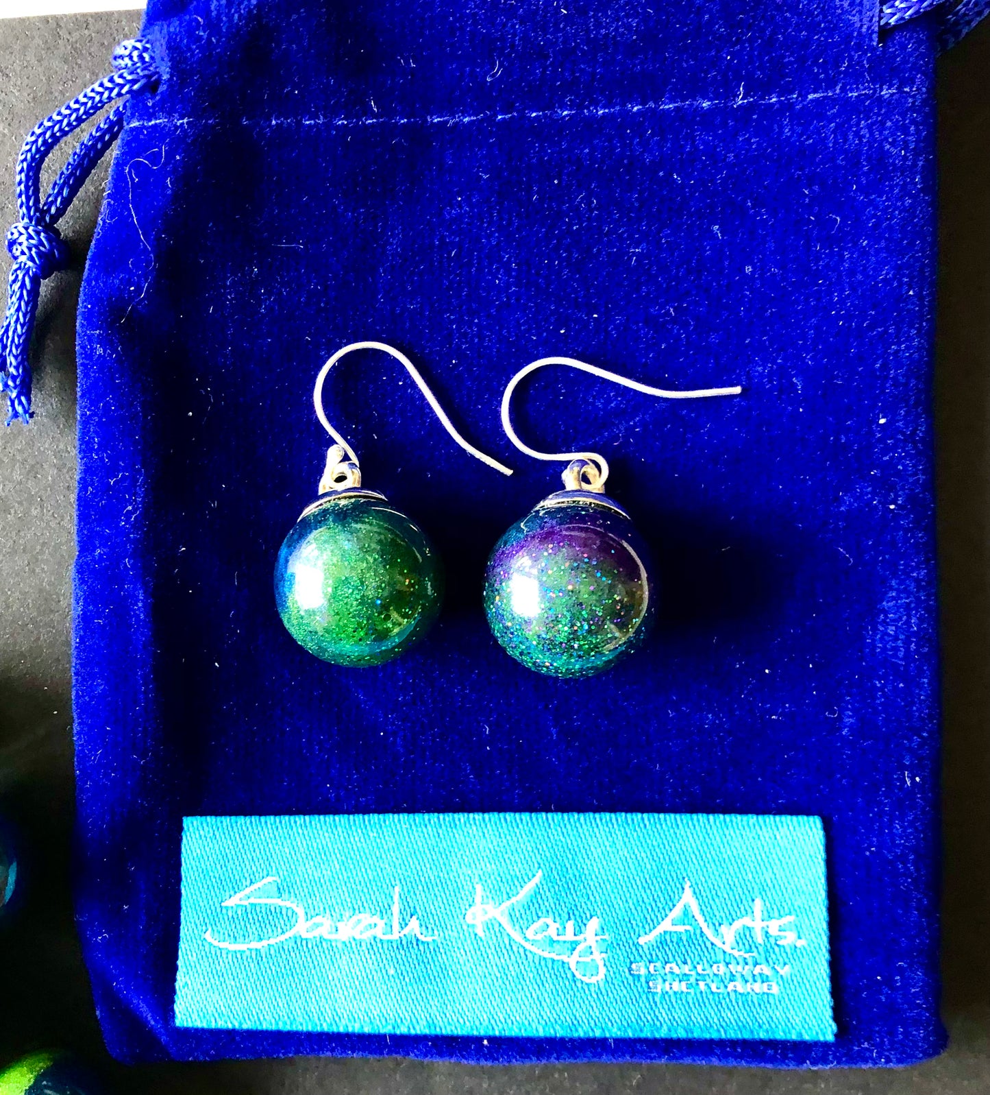 Aurora Borealis Sphere Drop Resin Earrings