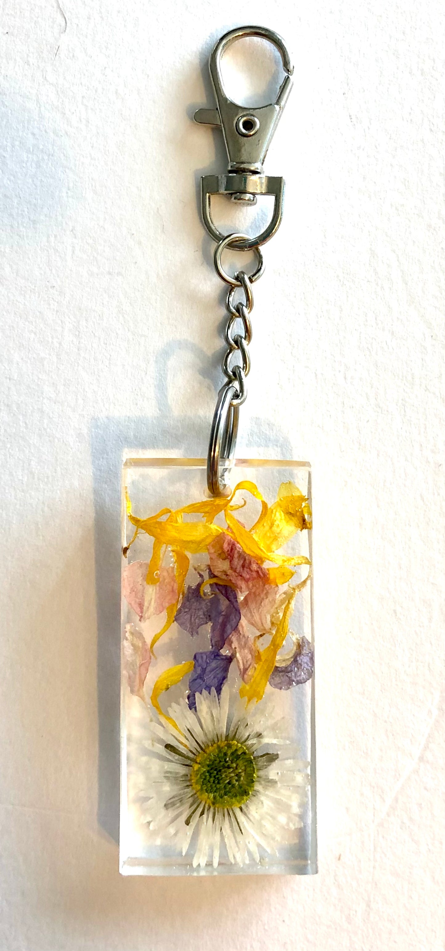 Shetland Grown Real Flower Resin Keyring