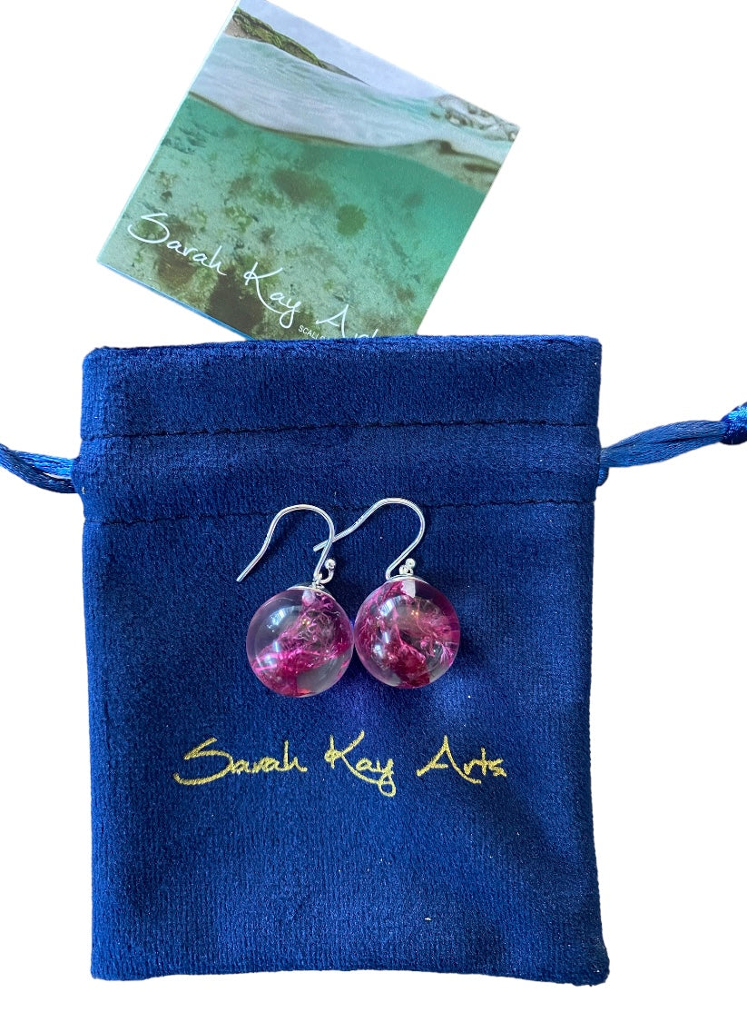Shetland Seaweed Drop Earrings | Red