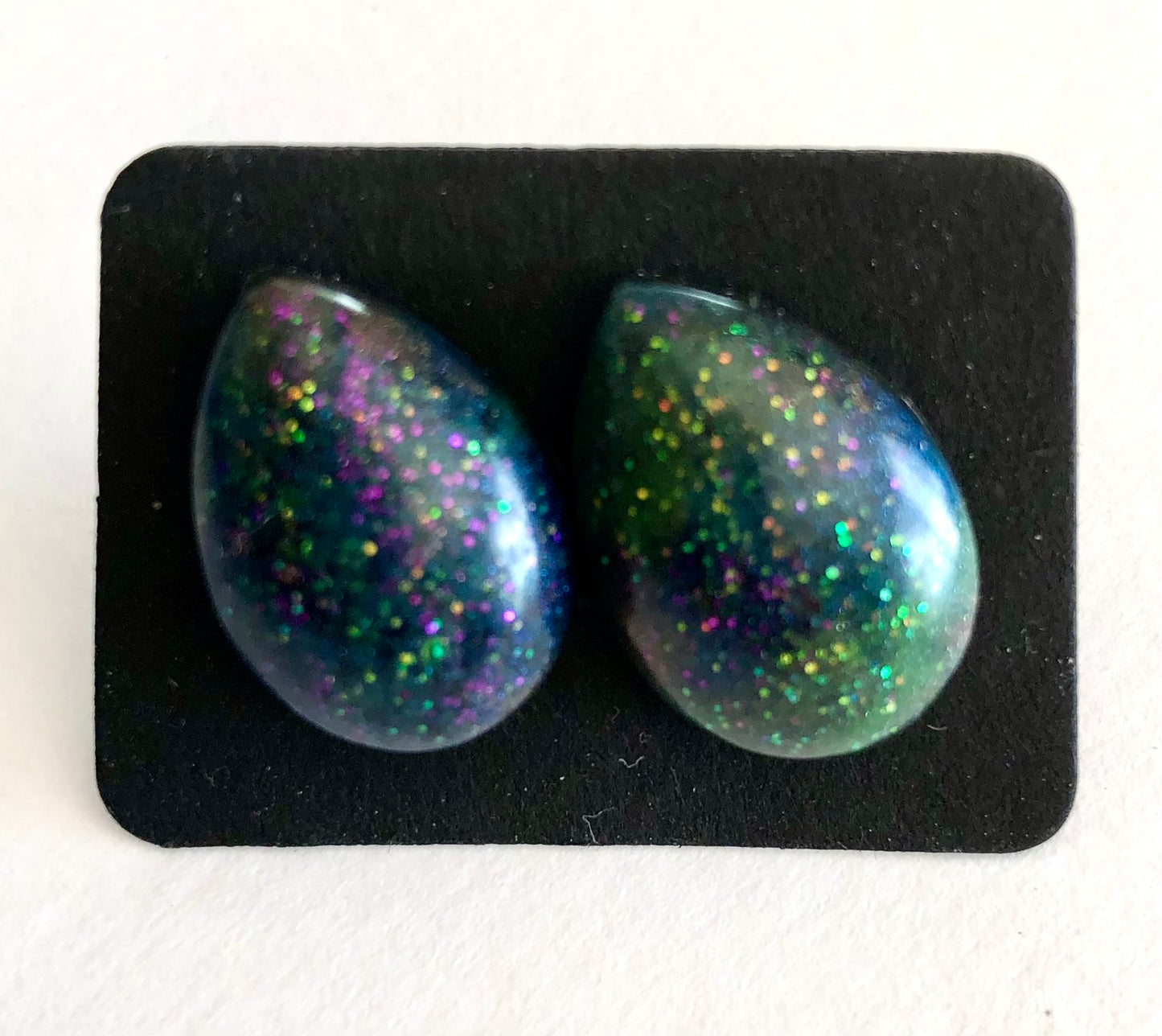 Aurora Borealis Sterling Silver Stud Resin Earrings