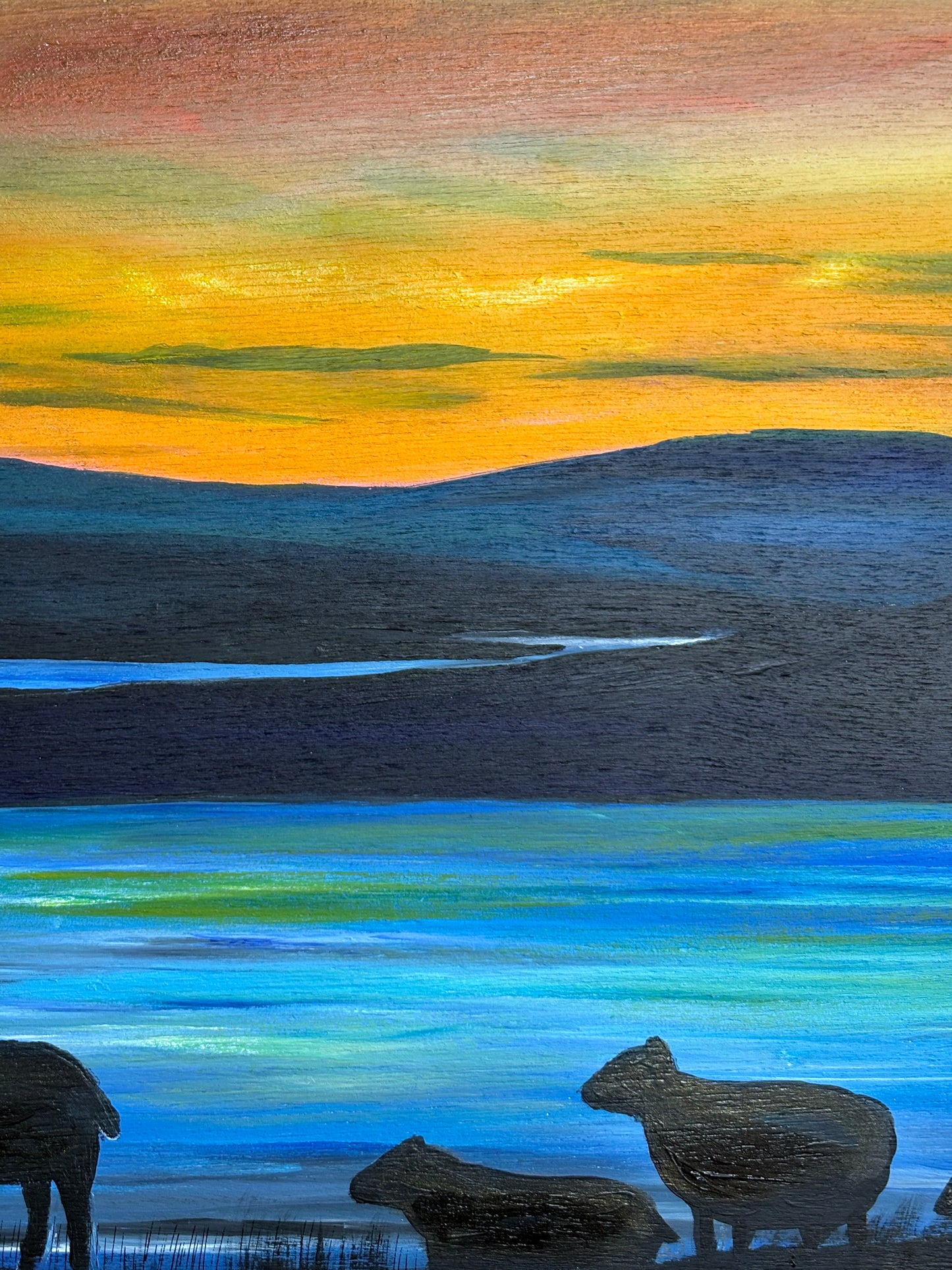 Sunset sheep Acrylic Painting