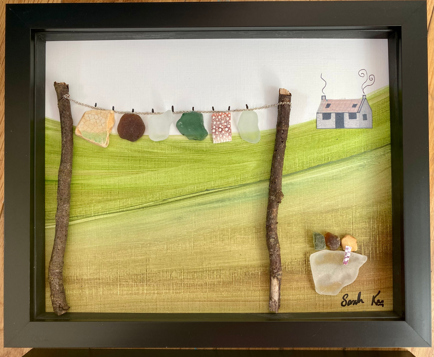 Sea Glass Washing Line Art