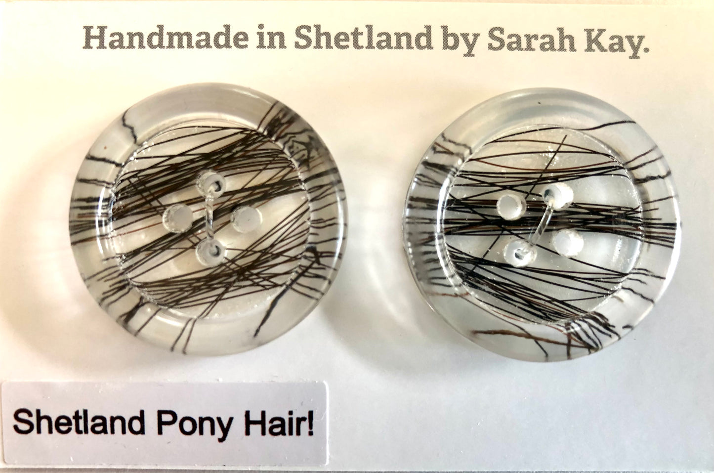 Shetland Pony Hair Resin Buttons.