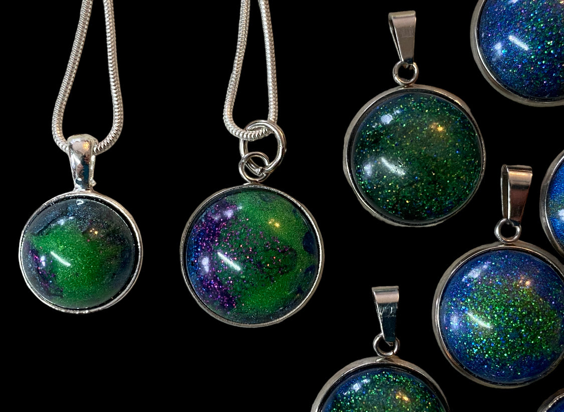 Signature Aurora borealis Resin Pendants