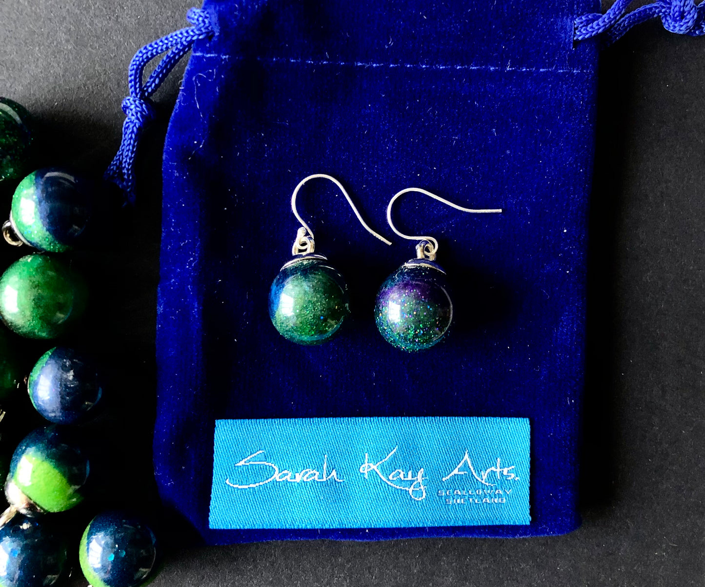 Aurora Borealis Sphere Drop Resin Earrings