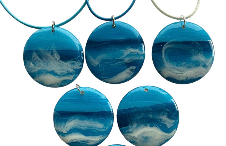 Beach Original Glossy Seascape Resin Pendants