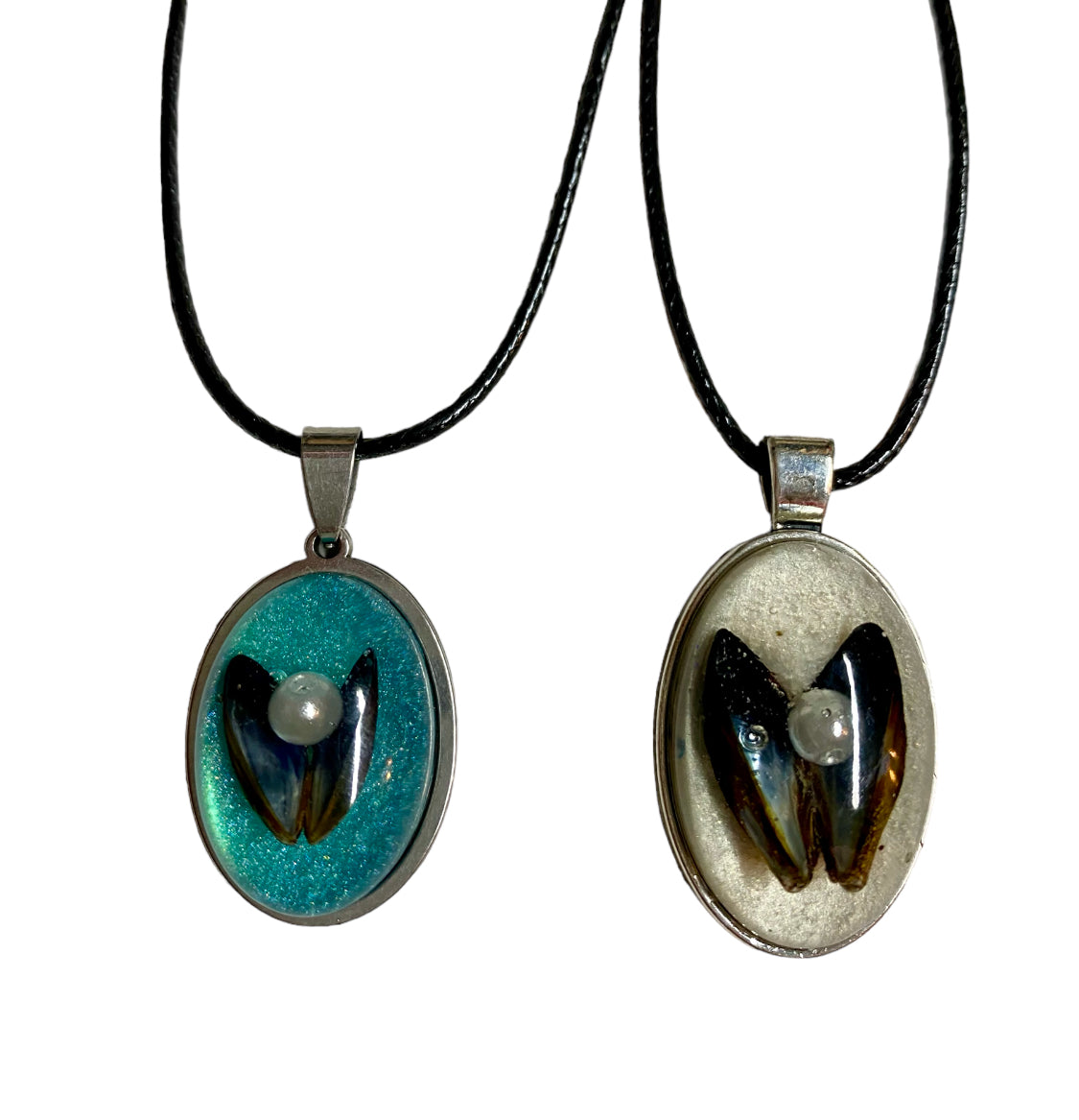 Mussel shell pendant.