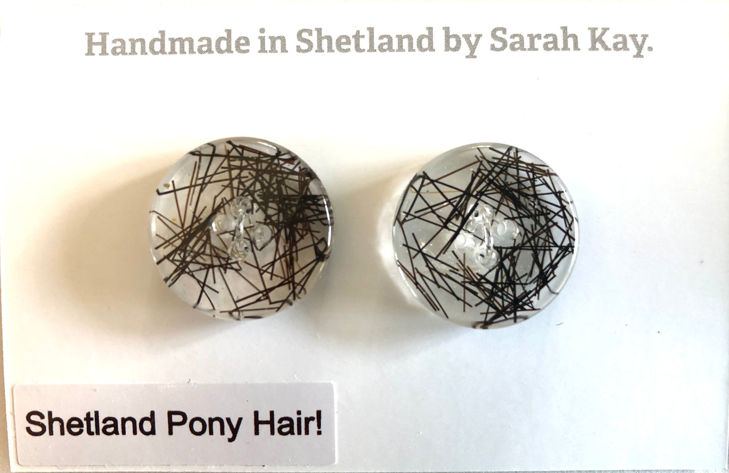 Shetland Pony Hair Resin Buttons.