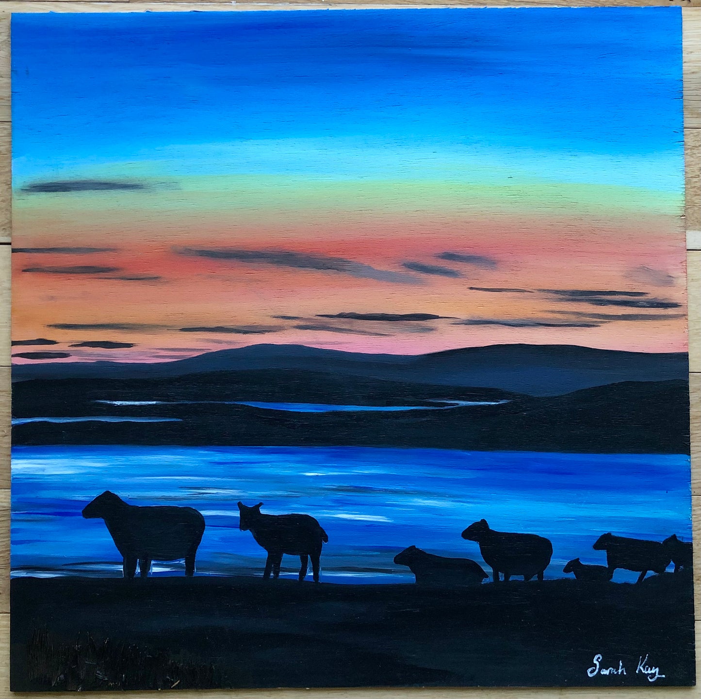 Sunrise over Hoy Hills, Orkney. Silhouette sheep. PRINT available.