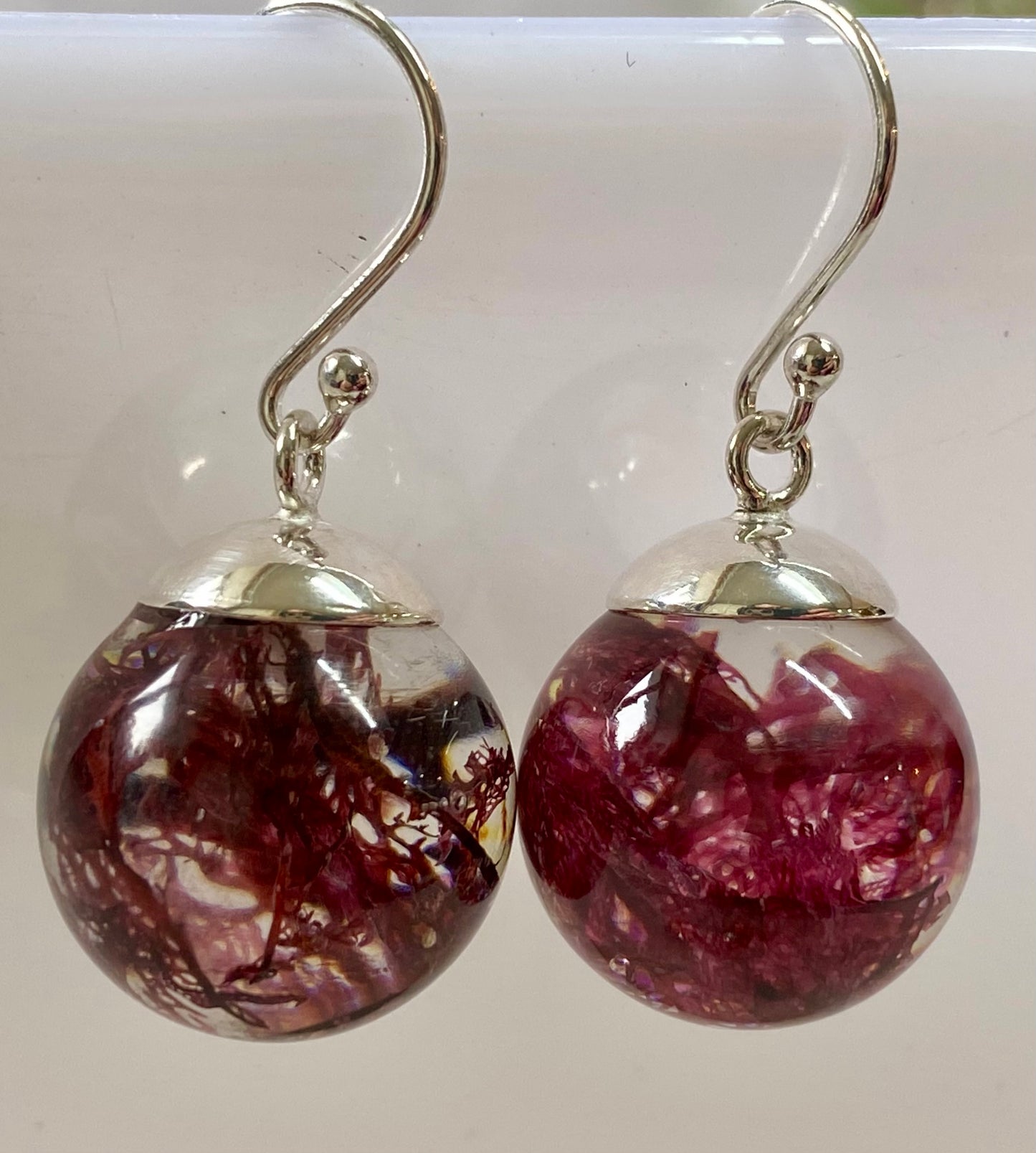Shetland Seaweed Drop Earrings | Red
