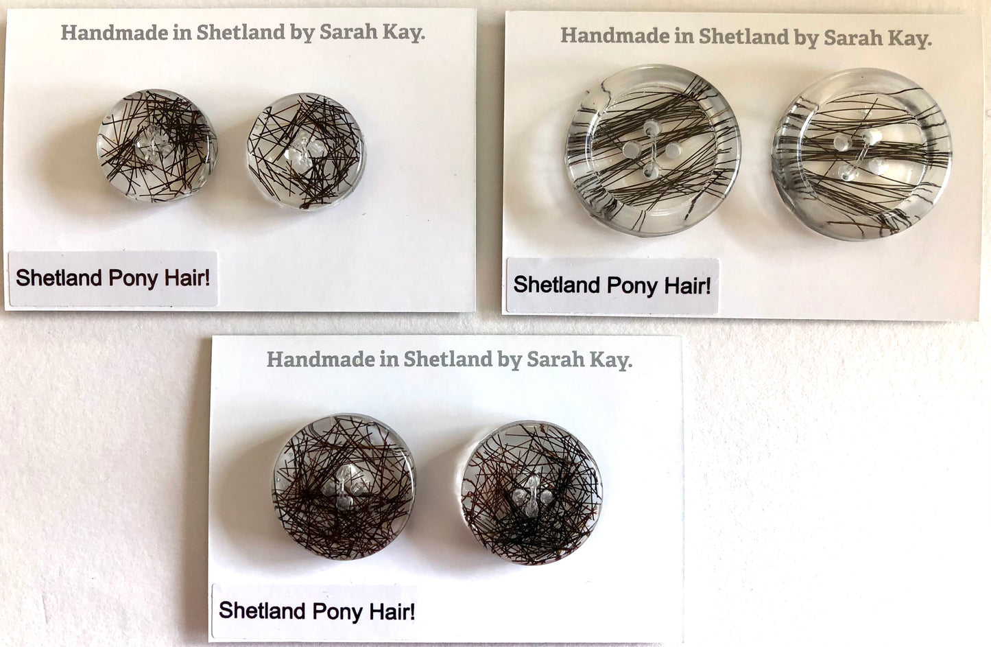 Shetland Pony Hair Resin Buttons.