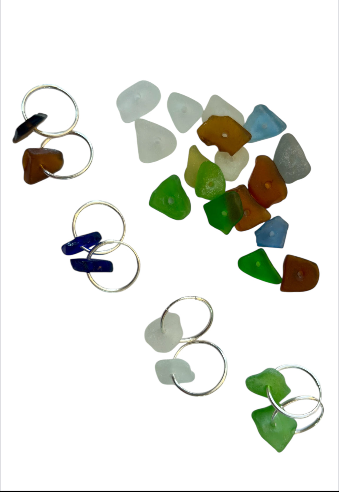 Seaglass hoop earrings.