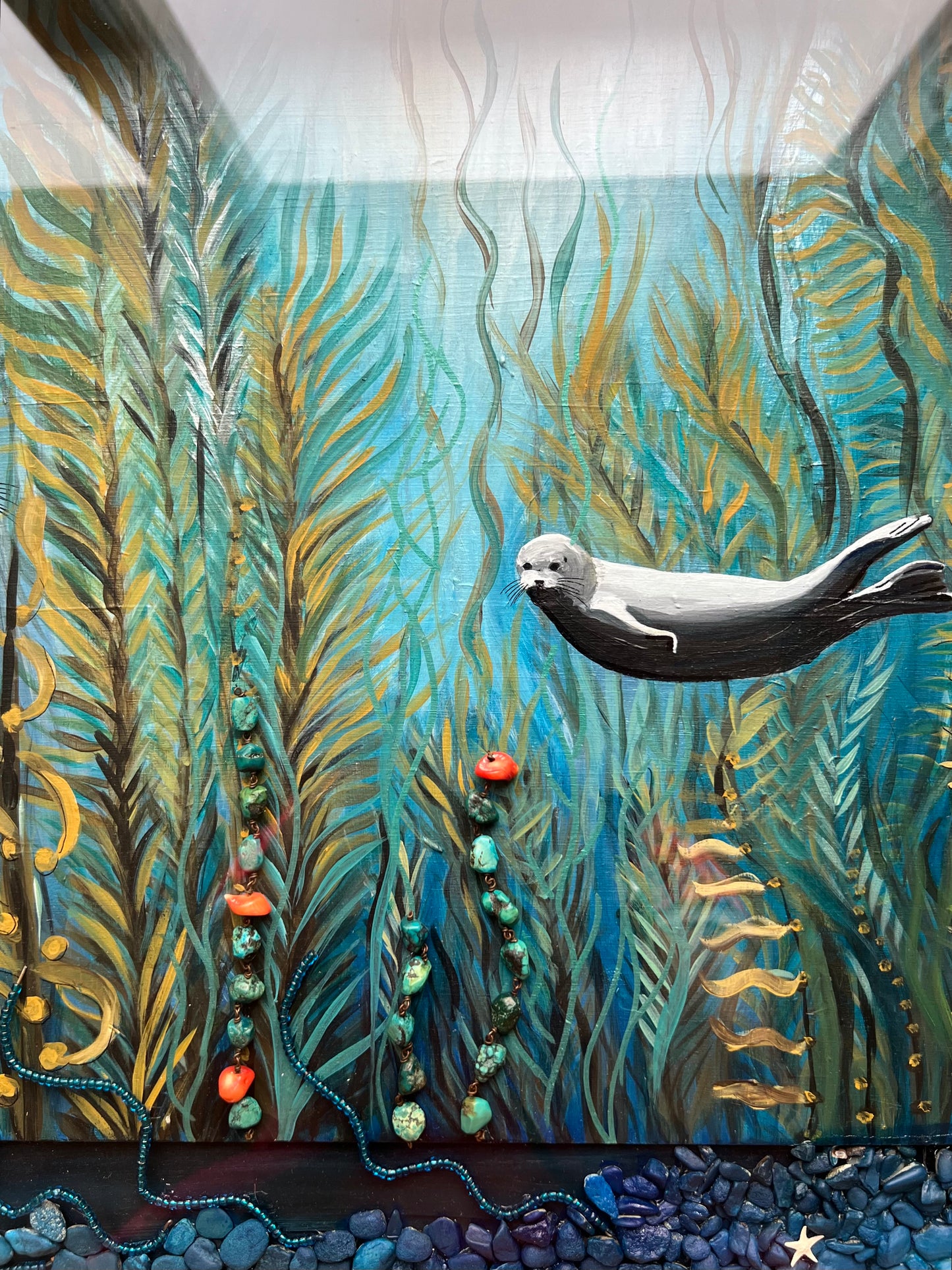 Happy Seals- Mixed media Painting