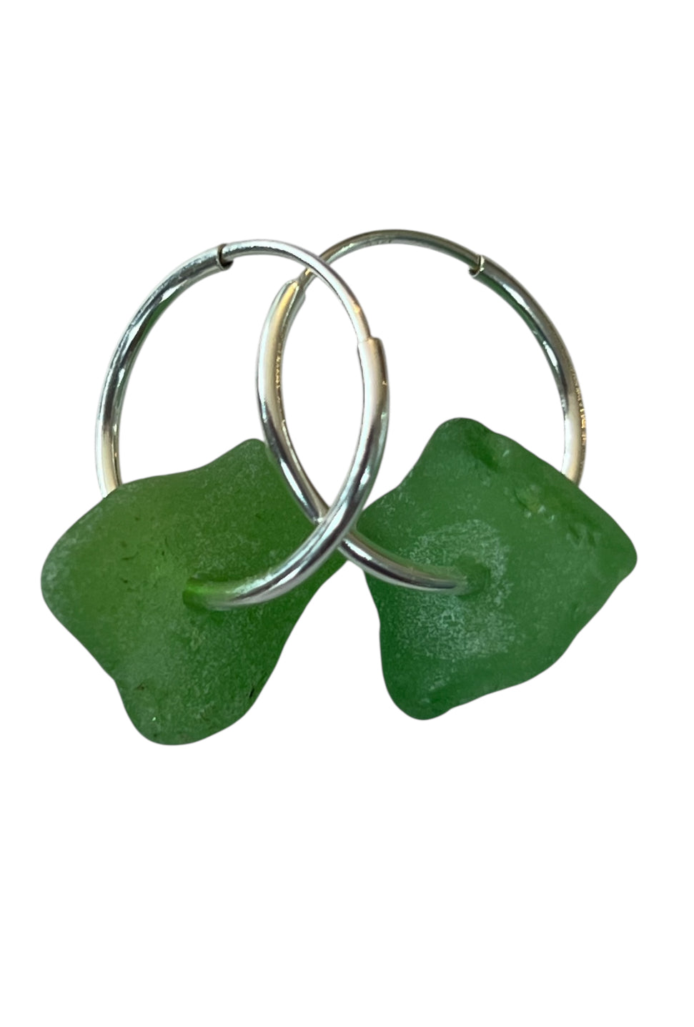 Seaglass hoop earrings.