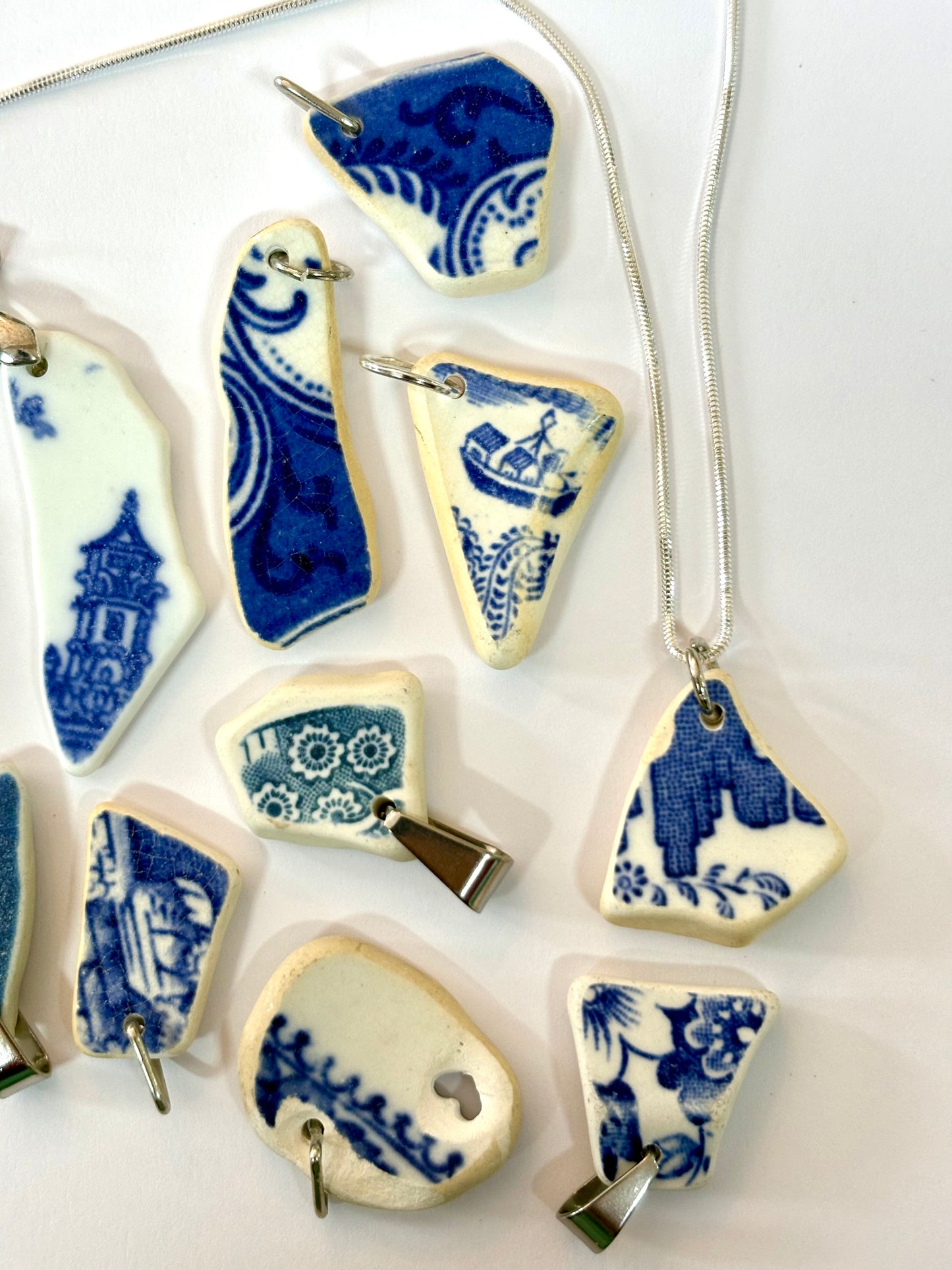 Sea Pottery Blue Pendants