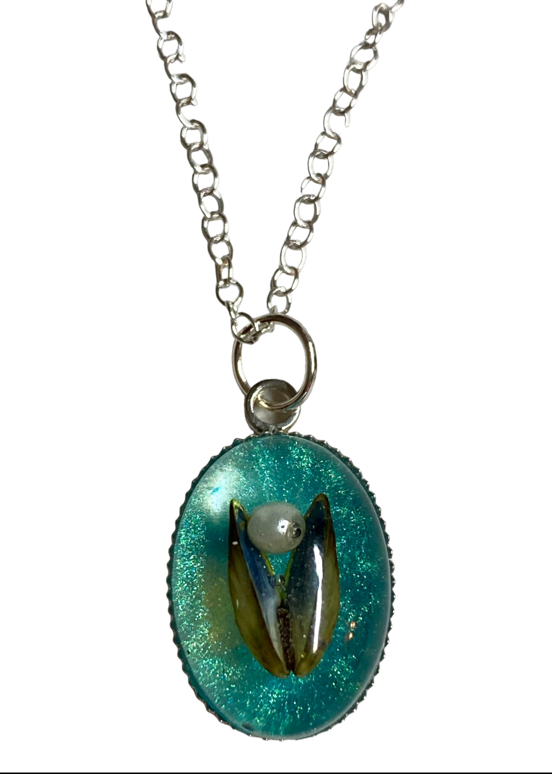 Mussel shell pendant.