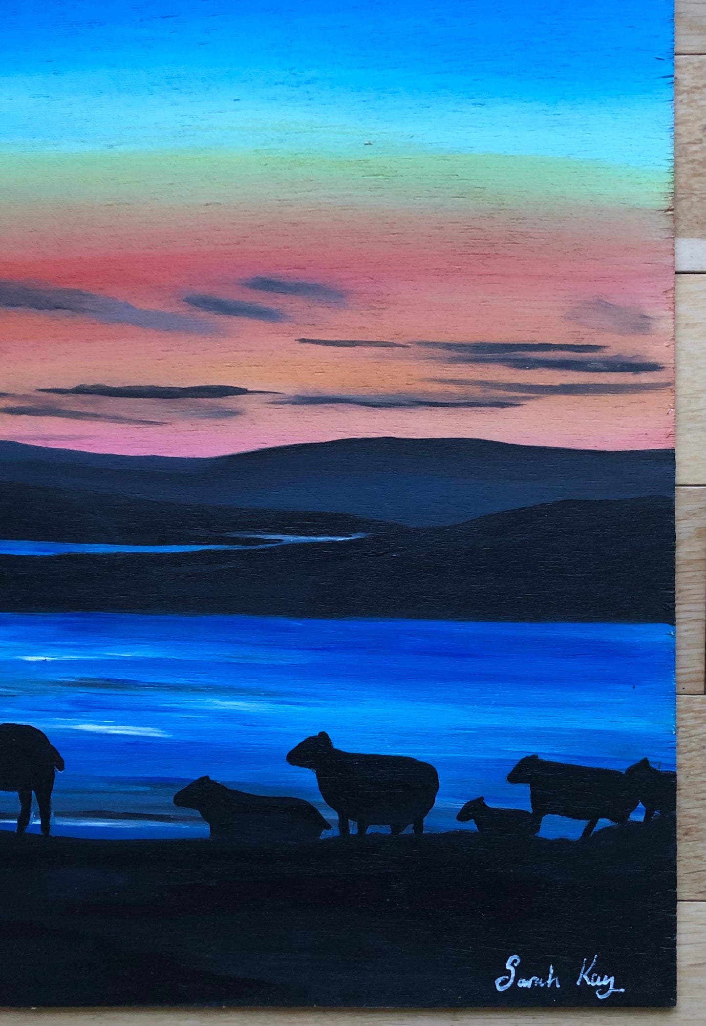 Sunrise over Hoy Hills, Orkney. Silhouette sheep. PRINT available.