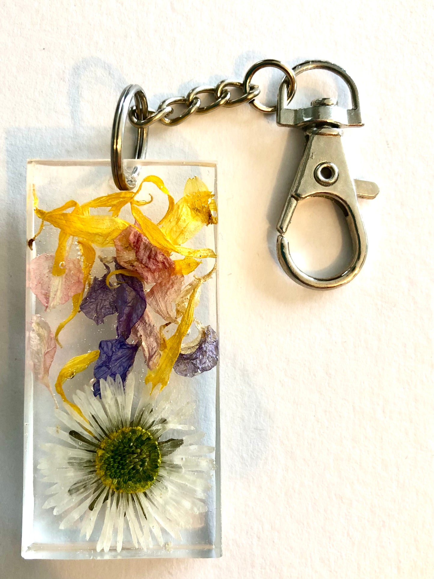 Shetland Grown Real Flower Resin Keyring