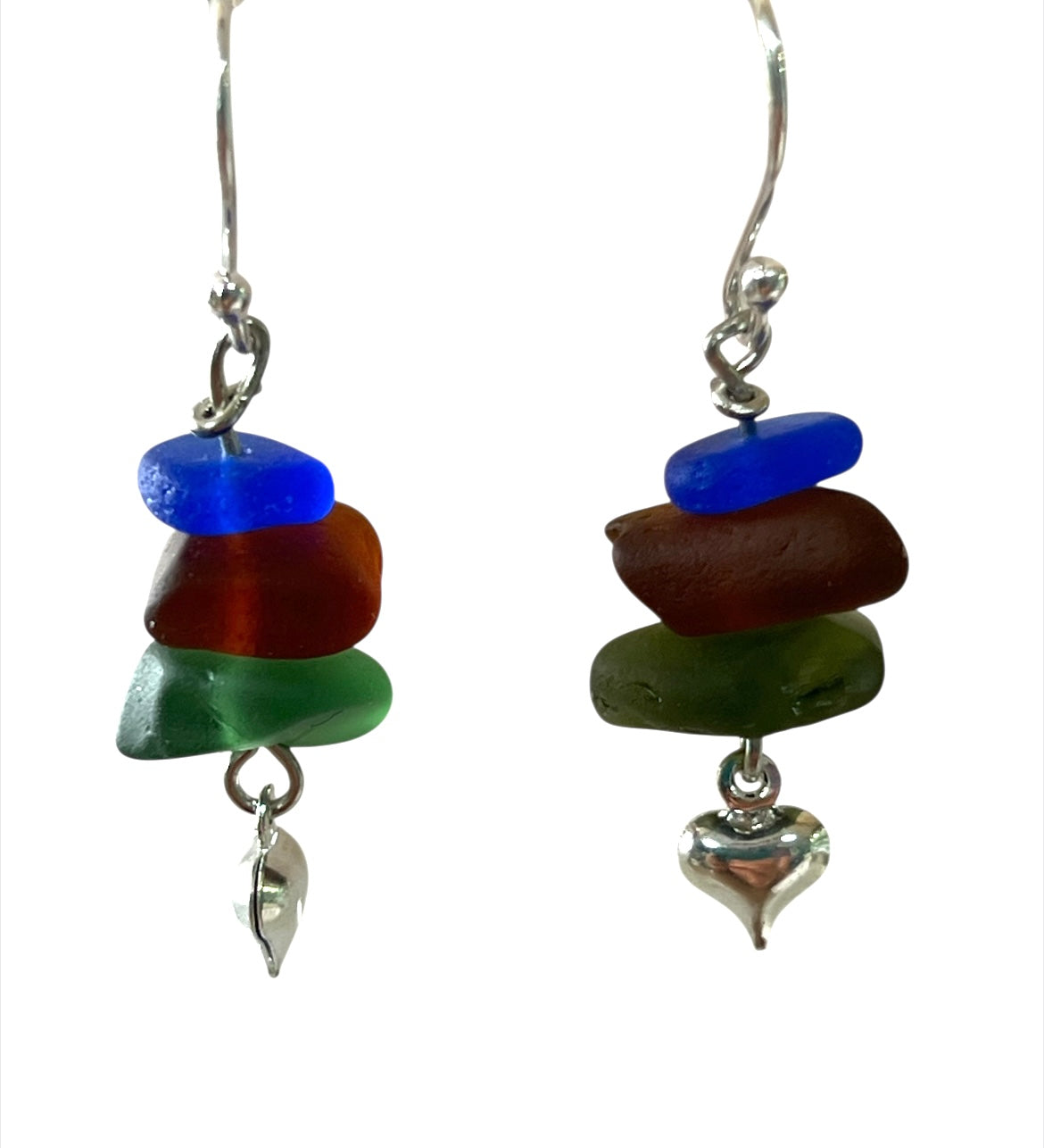 Seaglass stack earrings.