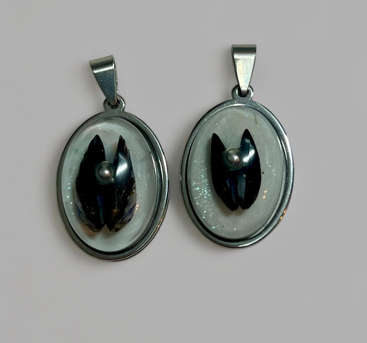 Mussel shell pendant.