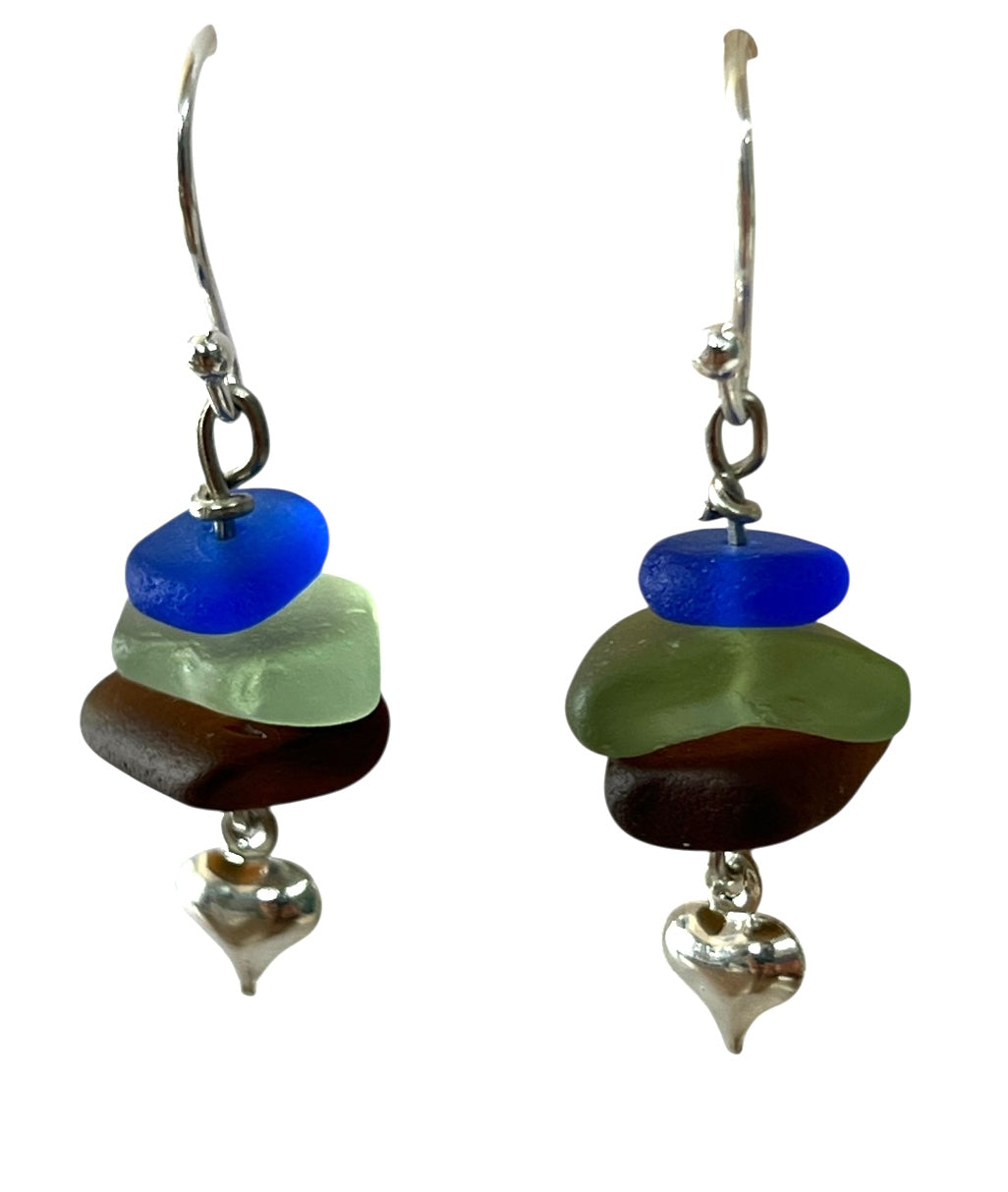 Seaglass stack earrings.