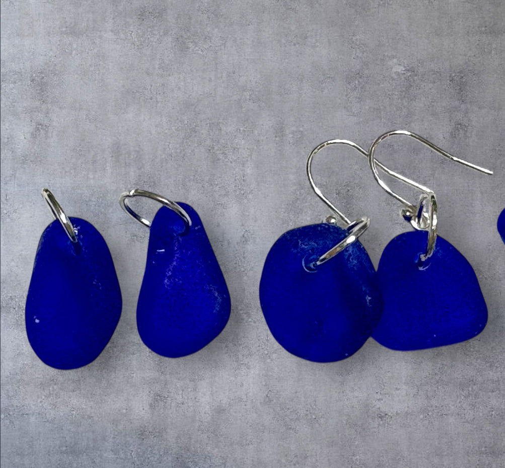 Seaglass dangly earrings.
