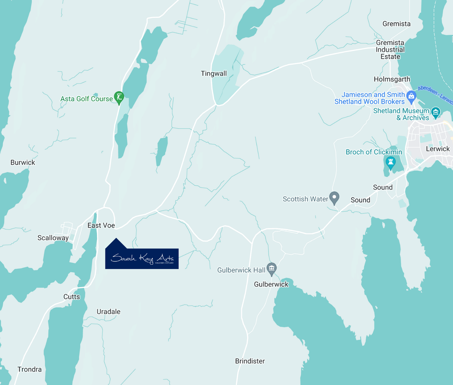 Sarah Kay Arts, Visit Scotland Scalloway studio map Shetland