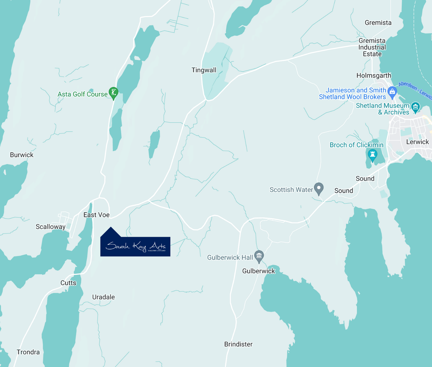 Sarah Kay Arts, Visit Scotland Scalloway studio map Shetland 