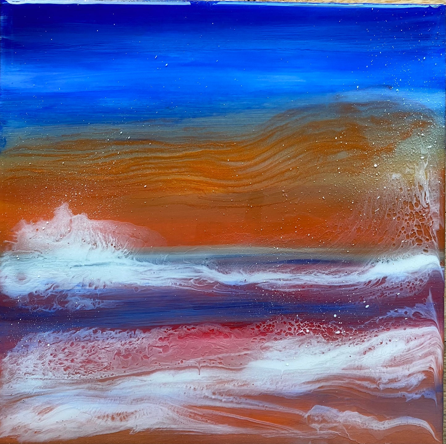 Vibrant Sunset Resin Artwork | Square