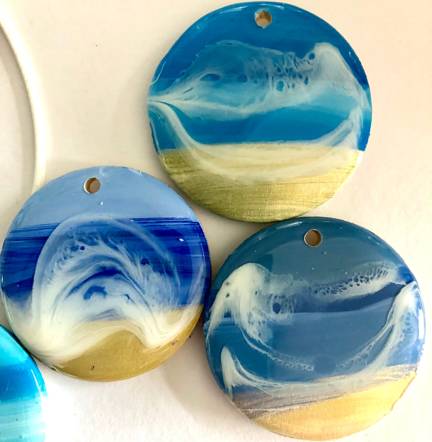 Beach Original Glossy Seascape Resin Pendants