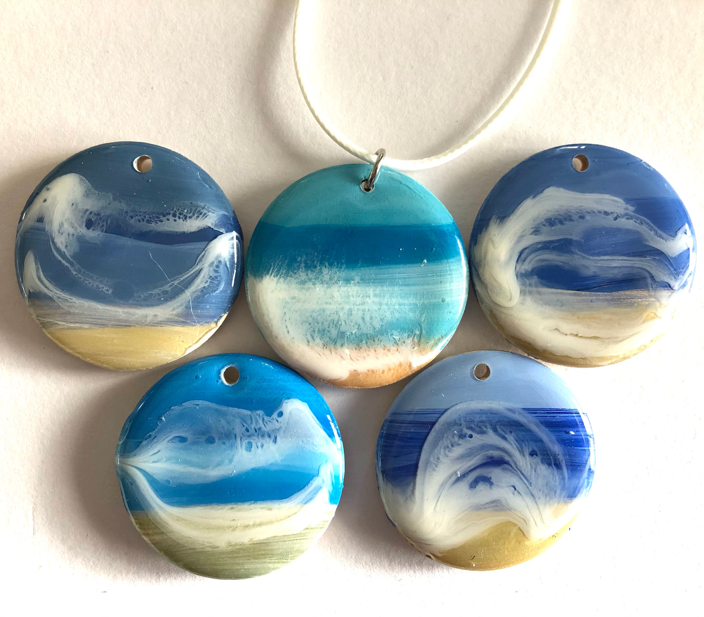 Beach Original Glossy Seascape Resin Pendants