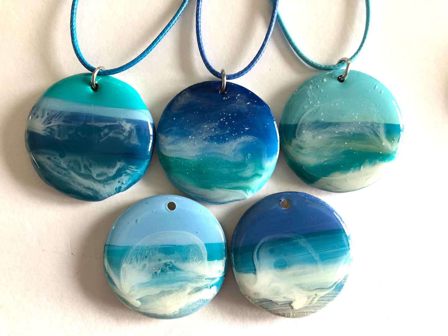 Beach Original Glossy Seascape Resin Pendants