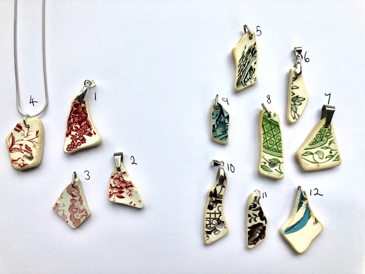 Sea Pottery Green/Pink Pendants
