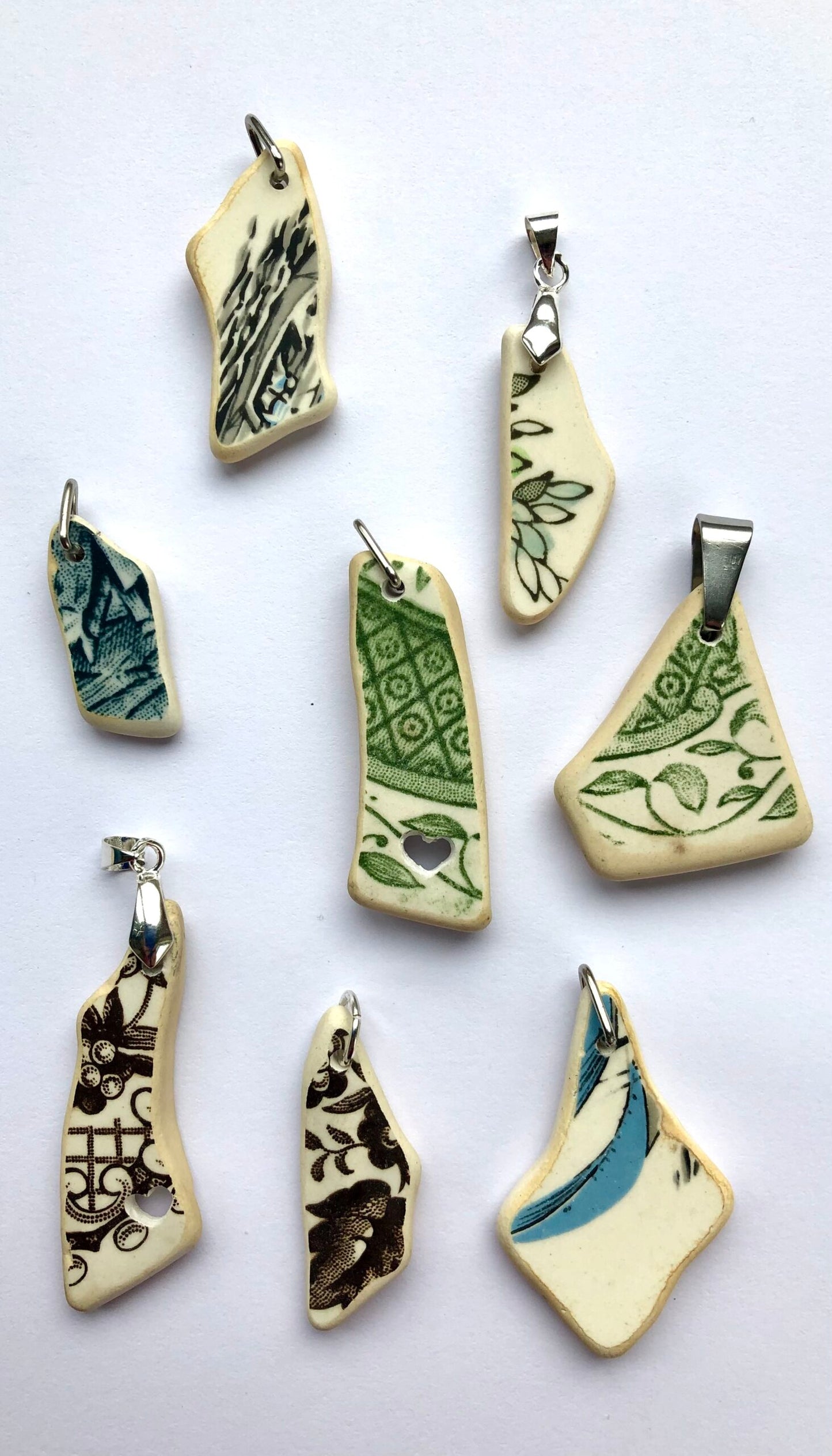Sea Pottery Green/Pink Pendants