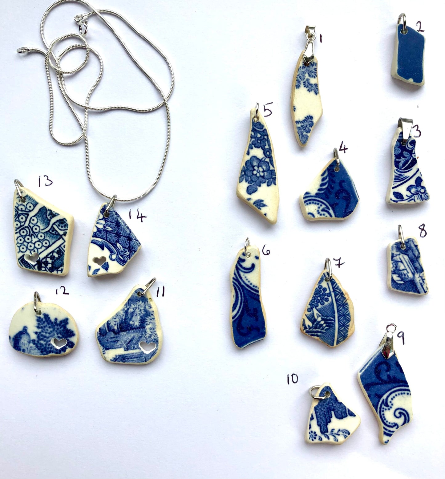 Sea Pottery Blue Pendants
