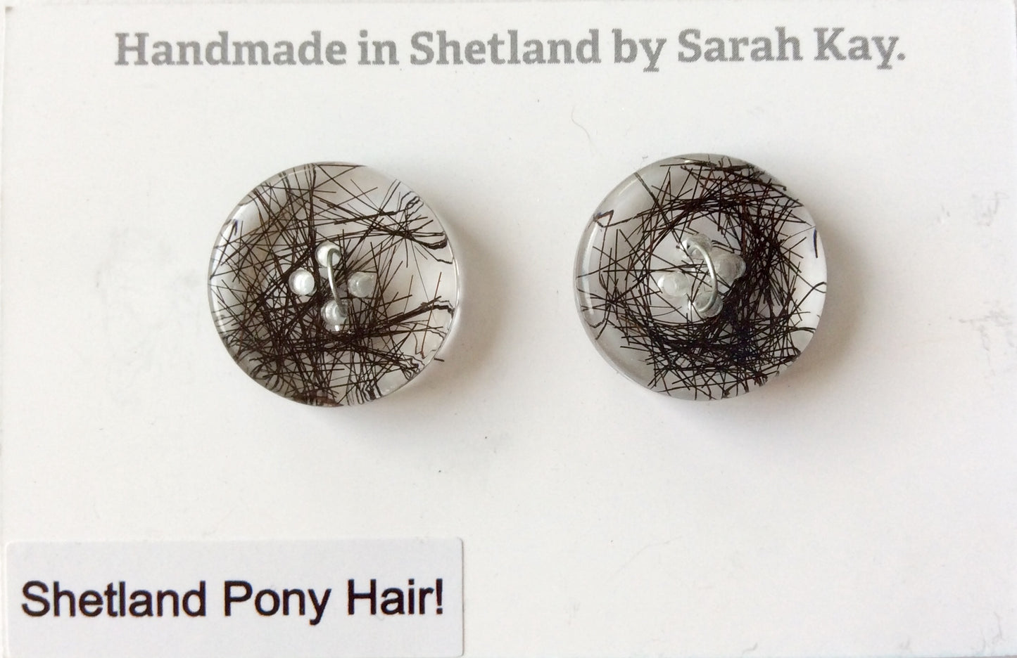 Shetland Pony Hair Resin Buttons.