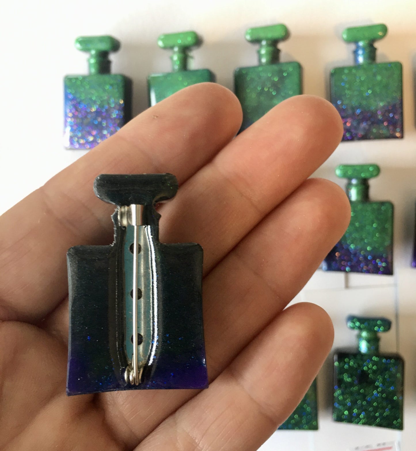 Aurora Borealis Chunky Resin Brooch