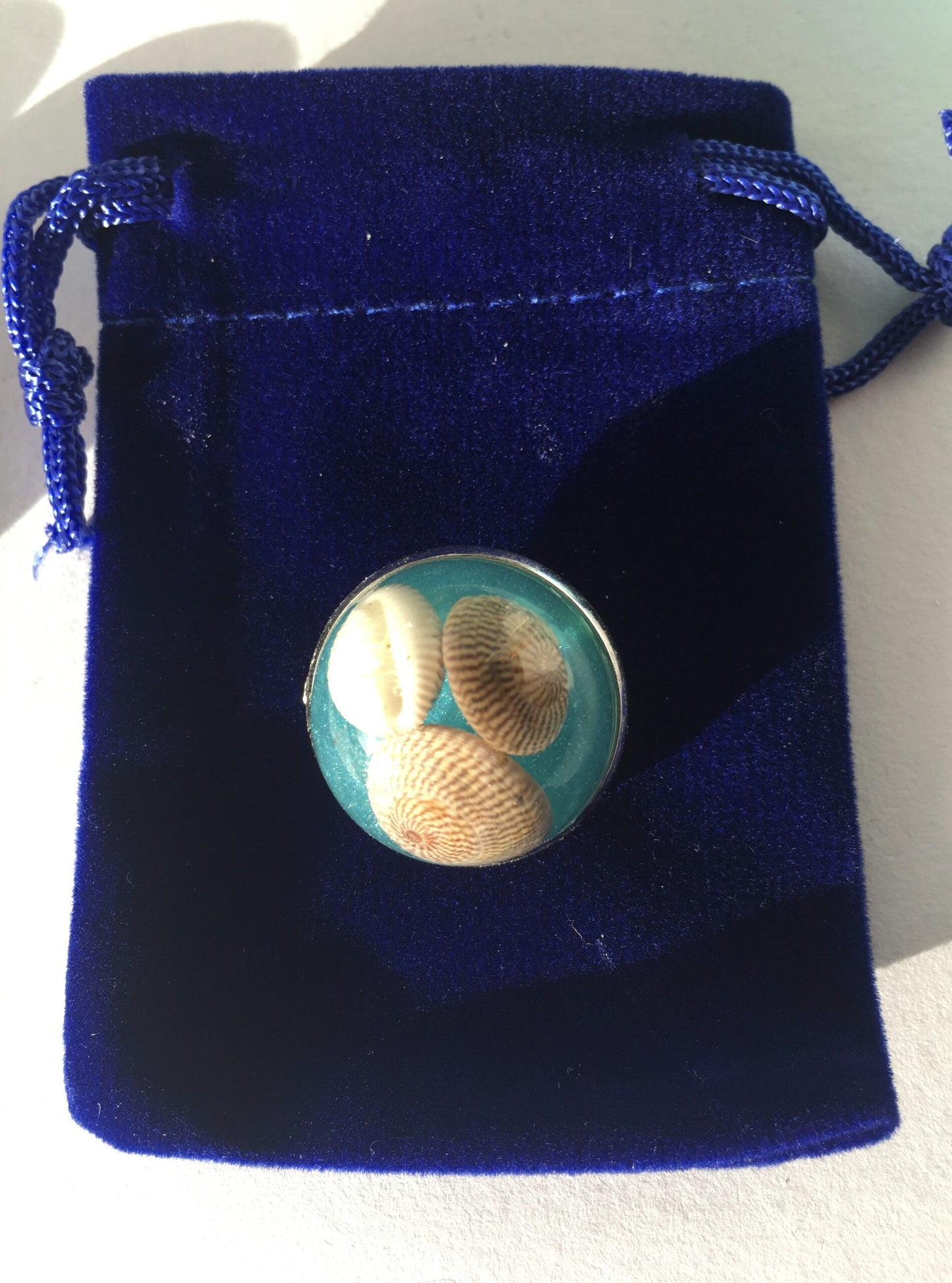 sea blue dome brooch