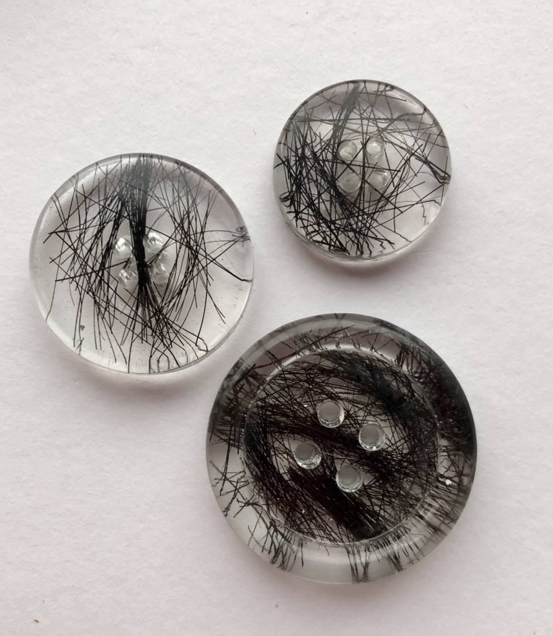 Shetland Pony Hair Resin Buttons.