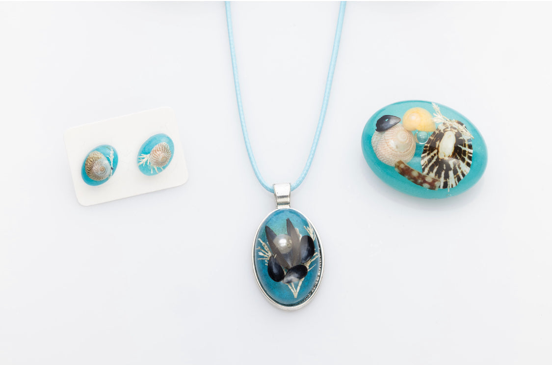 Sea Blue Resin Jewellery Gift Set