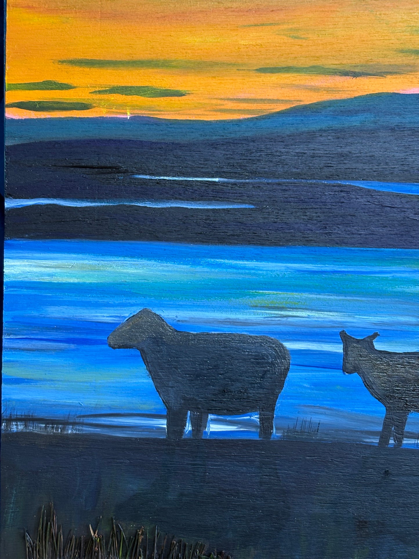 Sunset sheep Acrylic Painting