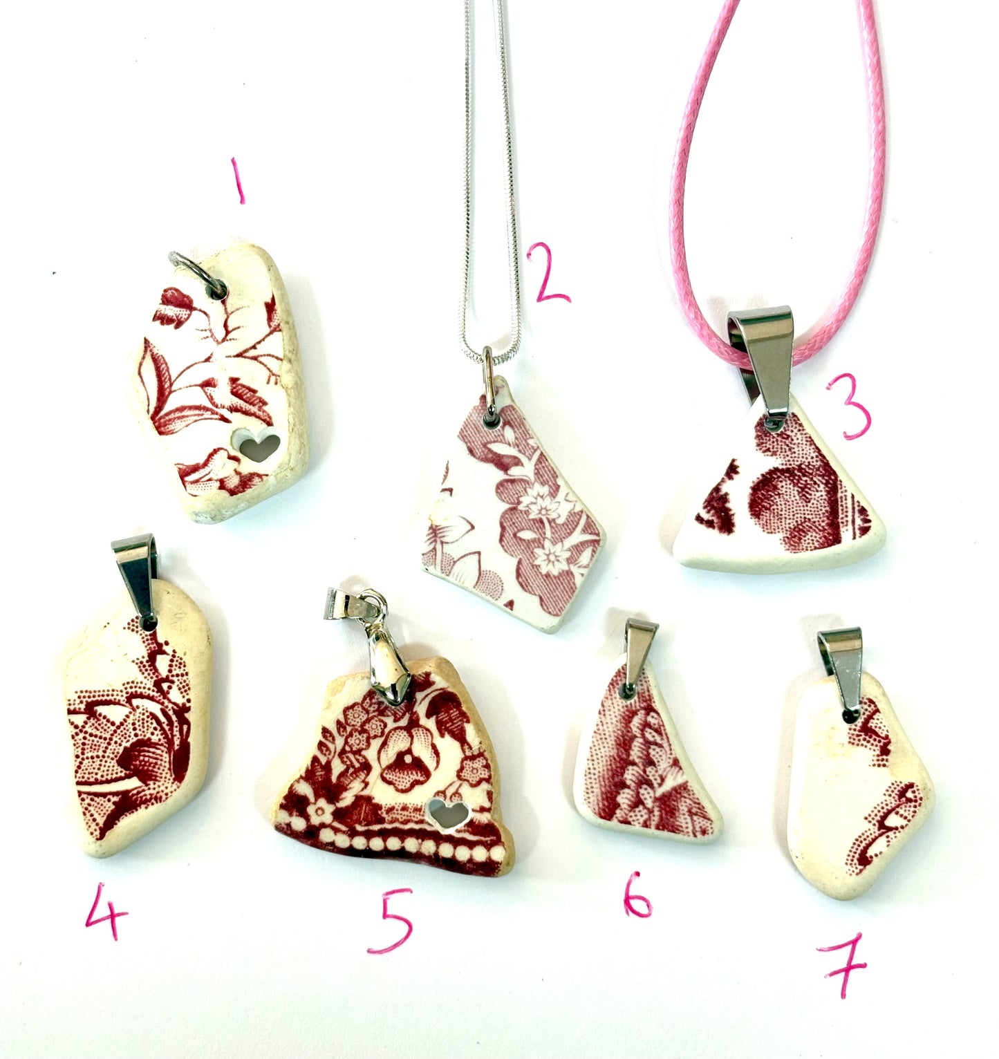 Sea Pottery Pink Pendants