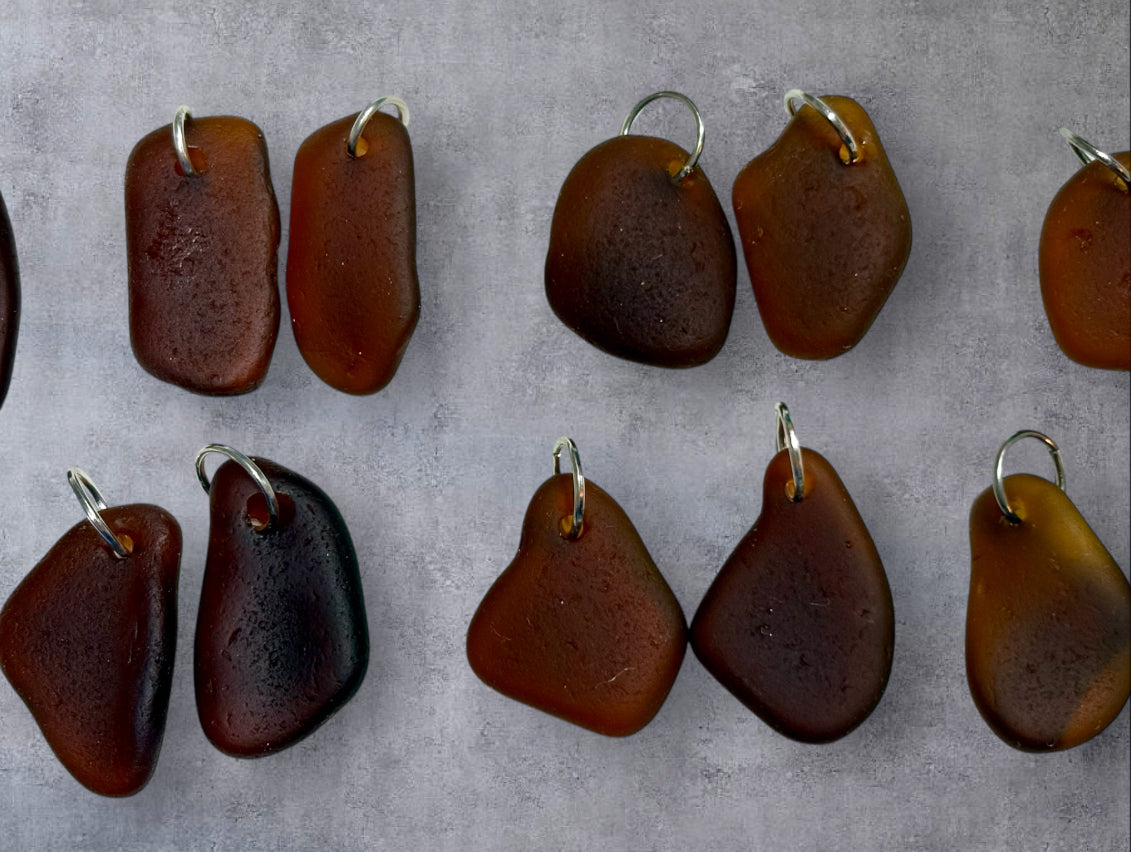 Seaglass dangly earrings.