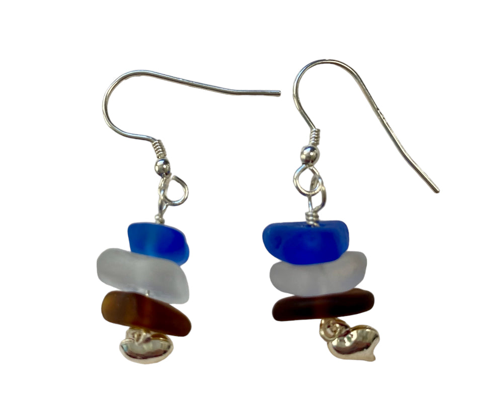 Seaglass stack earrings.