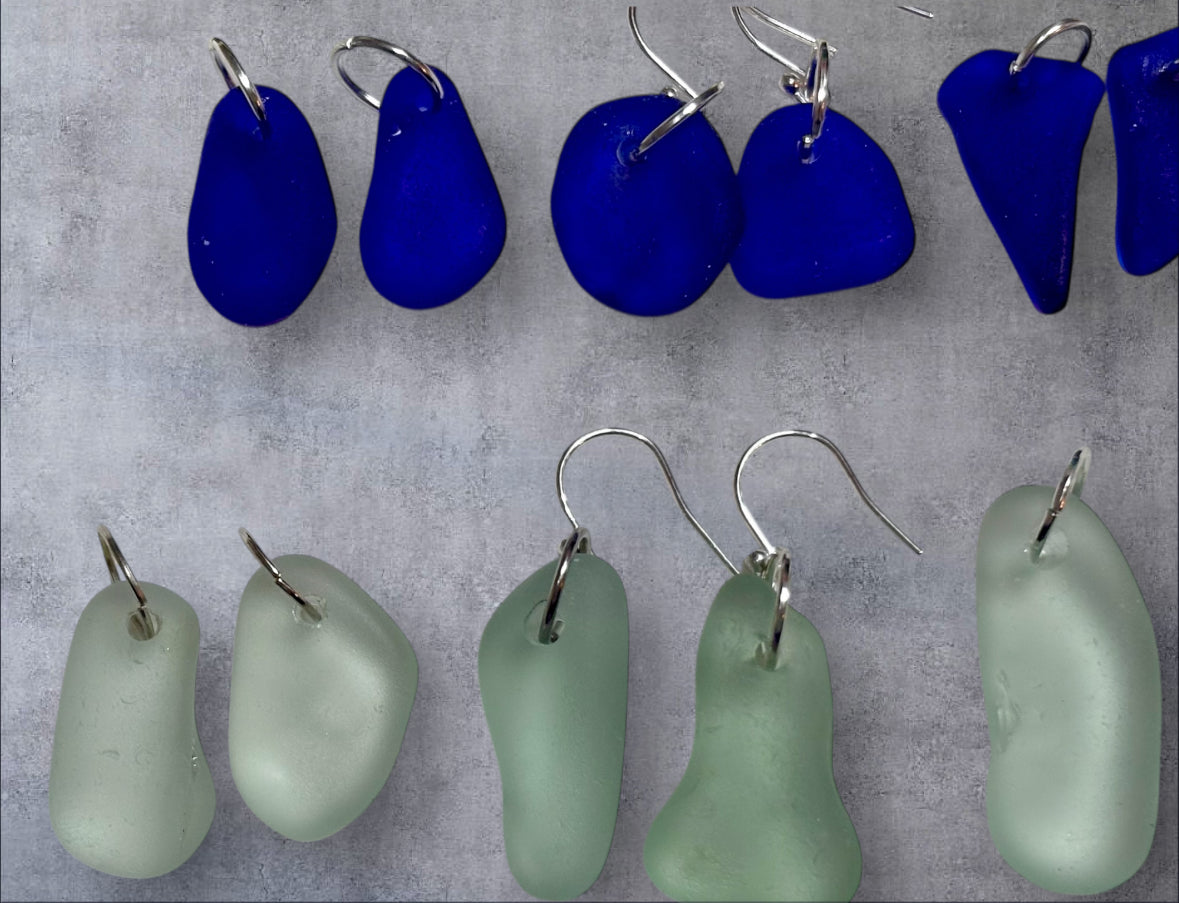 Seaglass dangly earrings.