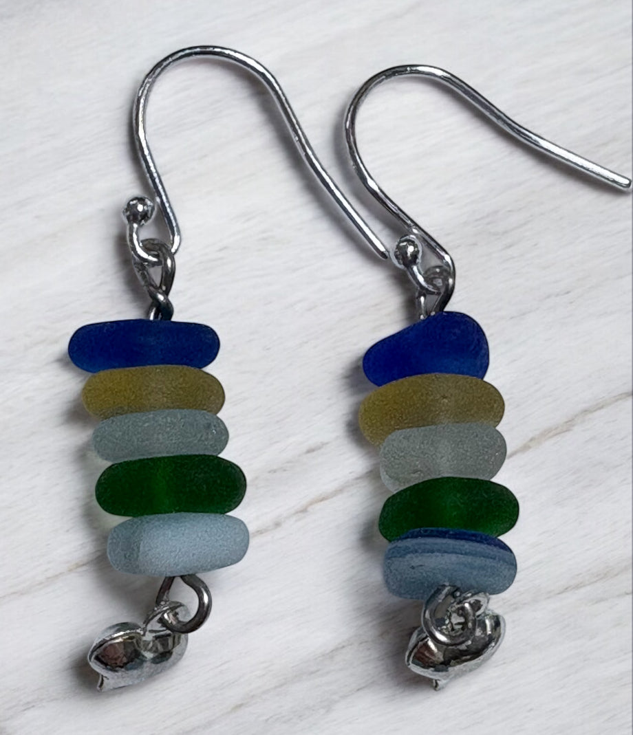 Seaglass stack earrings.