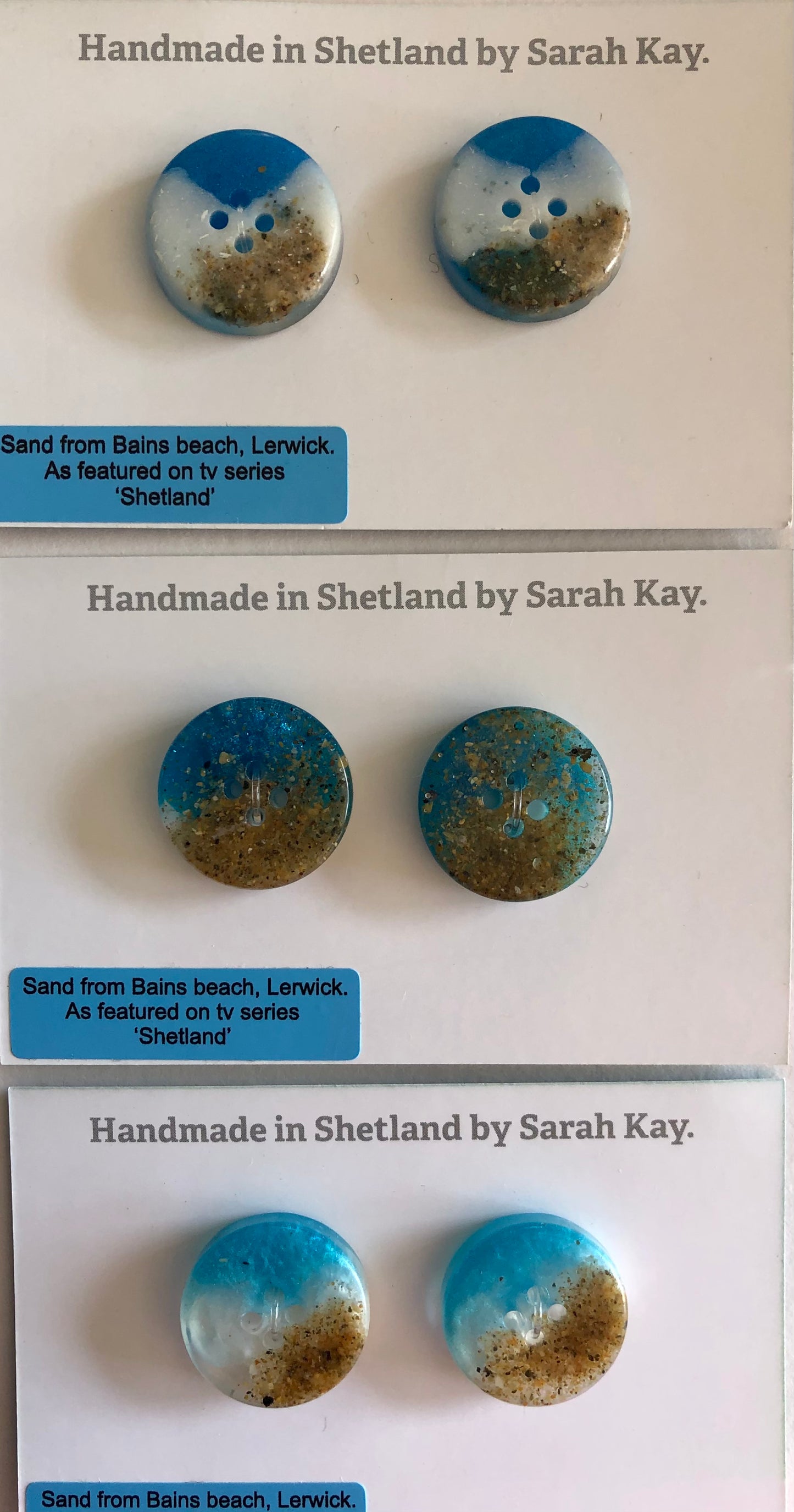 Bains Beach Resin Buttons, Shetland TV Series Inspired